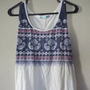 Paisley print ombré scalloped trim tank top